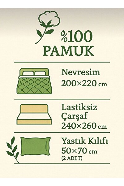 Bikaya Home Kristal Ranforce Double Duvet Cover Set |   100% Cotton |   57 Tel |   4 Pieces |   Luxury Box