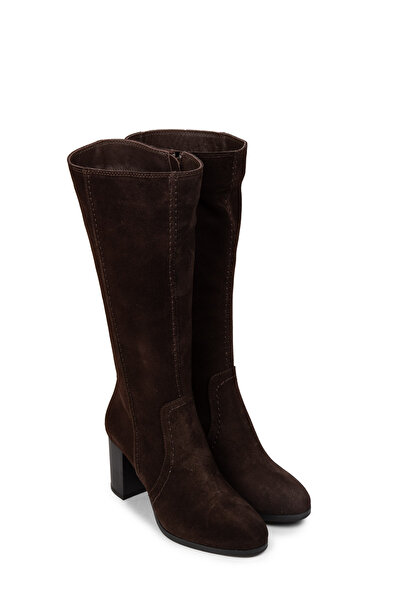 Deery Women's Genuine Suede Brown Zippered Boots