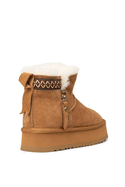 Deery Women's Genuine Suede Tan Color Fur Boots