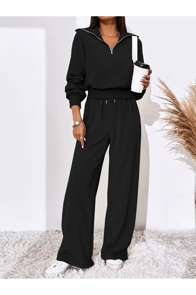 berfmoda Black Baggy Loose-Leg Trackpants