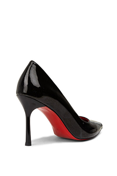 Deery Women's Patent Leather Black Stiletto Heeled Shoes