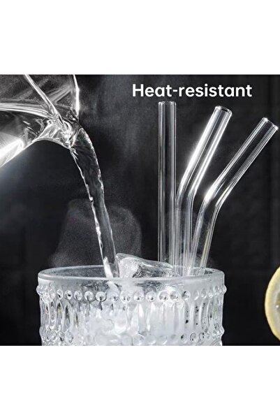 Hope Glass Transparent Straw Set 5 Pieces - 4 x Straws, 1 x Brush, Healthy and Eco-friendly, Suitabl