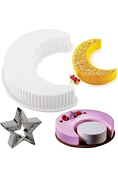 The Bros قالب سيليكون ثلاثي الأبعاد على شكل قمر ونجمة رمضان - قالب خبز كيك وك...