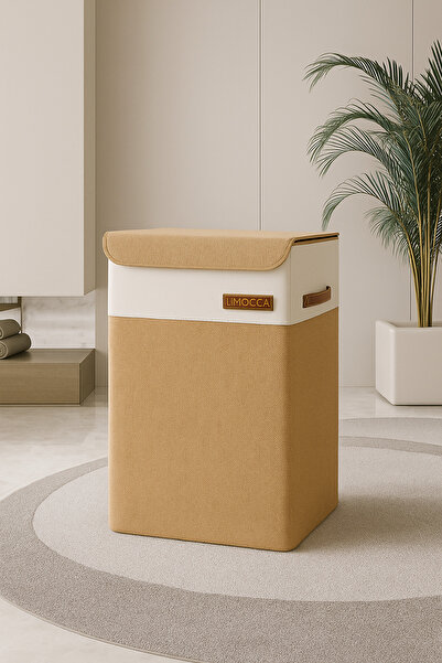 limocca home textile Jüt Kapaklı Çamaşır Sepeti Katlanır Kirli Çocuk Odası Oy...