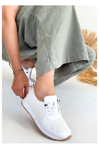 FRESCO SCARFS Pantofi sport cu șireturi din piele albă 261009