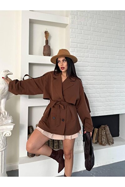 Ekim Store Rüzgarlık Detaylı Kuşaklı Trençkot