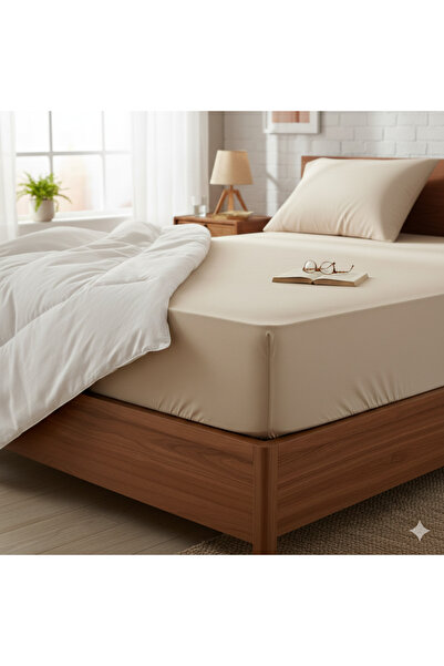 Vivesta Home Beige Color Single Size 100X200 cm Elastic Sheet Set |   100% Compatible with Pillowcase