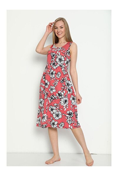 LC Waikiki Patterned Pocket Short Sleeve Buttoned Combed Modal Dress