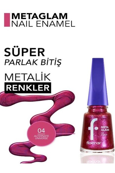 Flormar Metaglam Yüksek Pigmentli & Yoğun Parlak Bitişli Işıltılı/Metalik Oje