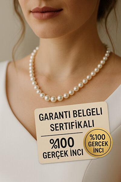 Laboratuvar Pırlantası Lp Kuyumcudan, Garanti Belgeli 7 mm gerçek inci kolye