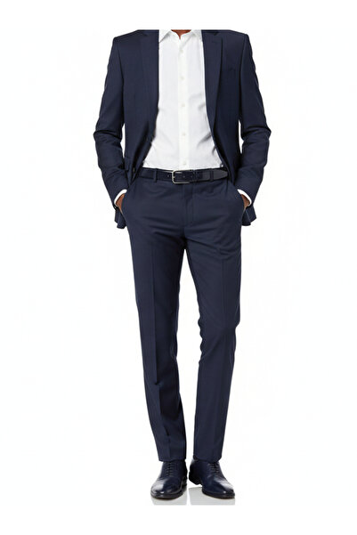 GoDeri Hakiki Kaliteli Deri Lacivert Rugan Klasik, Kumaş Pantolon Kemeri 3,5 Cm=go-dk-kla