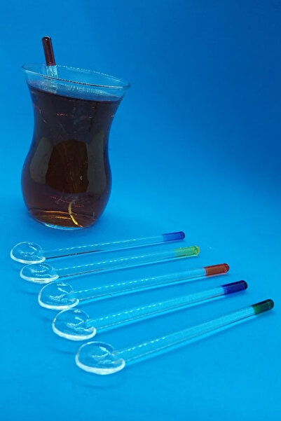 oftenadmire Glass Tea Spoon, 6 Pieces Gift Dowry Set, 6 Different Colored Spoons with Boxes for Use at Home, Office or Workplace.