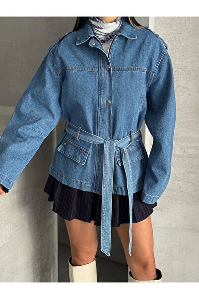 Ekim Store Bağlamalı Oversize Denim Ceket