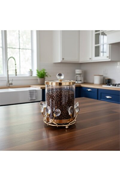 Hinora Kristal Damla Taş Standlı Cam Kavanoz Büyük 16x16x22cm TEKLİ SATILIR