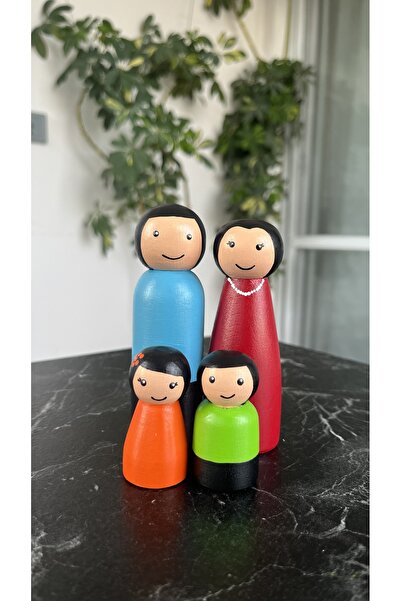 Alf Wood 4'lü Çekirdek Aile Ahşap Peg Bebek Seti | El Yapımı | Waldorf Montes...