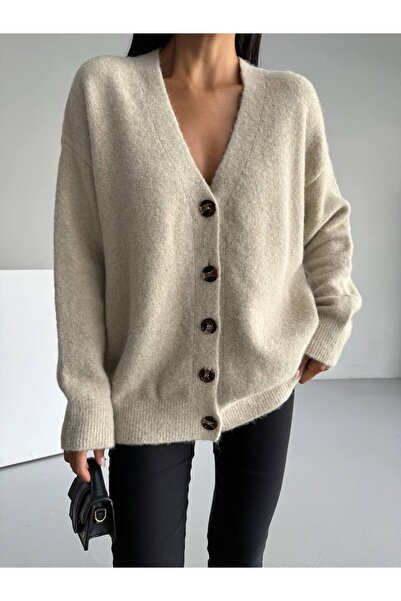 fujya Oversize Elit Dokulu Triko Hırka Gri