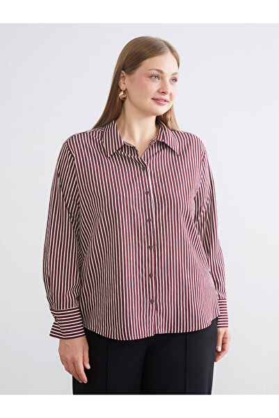 LC Waikiki Timeless Store: Timeless Recommendations |   Plus Size Striped Oversized Poplin Women's Shirt