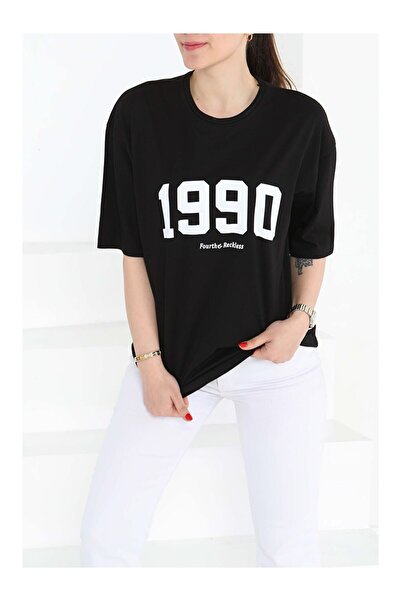 LC Waikiki 1990 Printed Short Sleeve T-Shirt Black - 27124