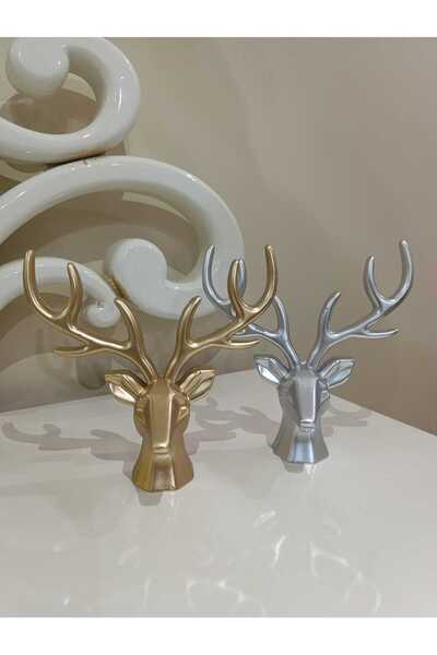 rakaymu Altın Gümüş Geyik Biblo Seti Masa Üstü Dekorasyon Ürünü