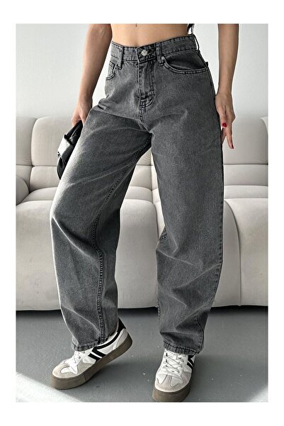 LC Waikiki Kar Yıkamalı Baggy Jean Pantolon Koyu Gri - 27269