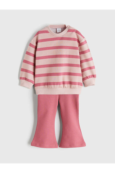 LC Waikiki Bisiklet Yaka Kız Bebek Sweatshirt ve Tayt