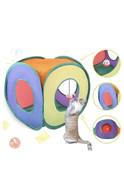 Genel Markalar Kare Model Kedi Oyun Tüneli Içerisinde Toplu Gökkuşağı Renkli ...