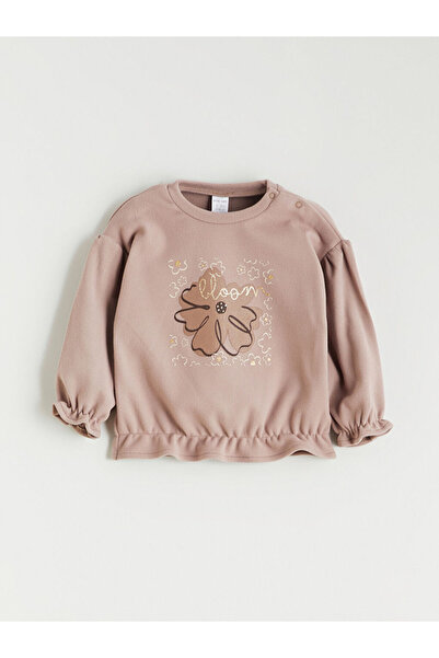 LC Waikiki Floral Print Ruffle Baby Girl Sweatshirt and Sweatpants