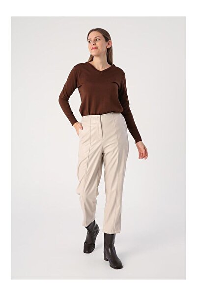 LC Waikiki Taş-İçi Şardonlu Çima Dikişli Deri Pantolon