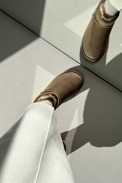 enayakkabılar Mini Vizon Süet Yarım Bot İçi Tüylü Bot