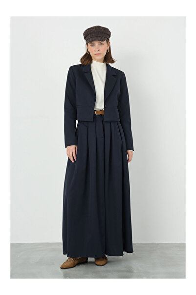 LC Waikiki Crop Blazer Jacket Dark Navy Blue