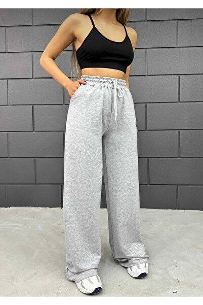 berfmoda بنطال رياضي نسائي صيفي فضفاض ذو فتحات واسعة من خيطين