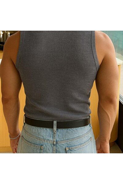 gamaro Soft Textured Anthracite Men's Halter Neck Lycra Tank Top