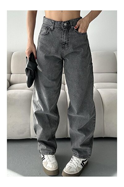 LC Waikiki Kar Yıkamalı Baggy Jean Pantolon Koyu Gri - 27269