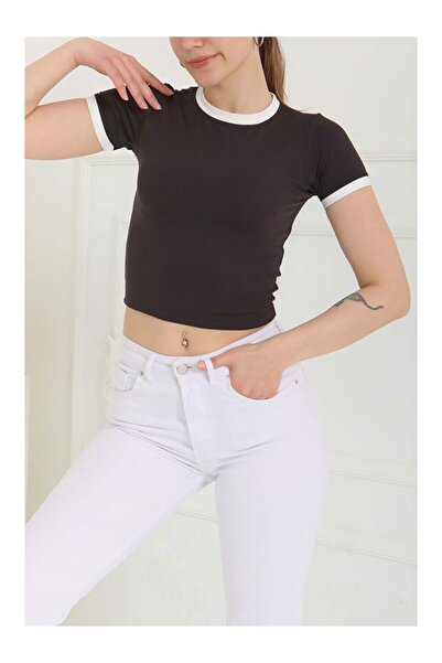 LC Waikiki Garnished Crop Black - 27116