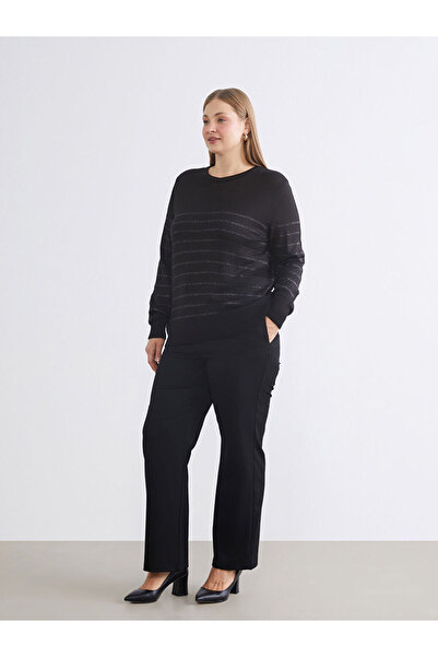 LC Waikiki Lcwaikiki Classic Black Elastic Waist Wide Leg Women's Trousers