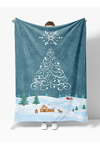 Home Christmas Pine Tree Pattern Fleece Tv Blanket Christmas Fleece Soft Blanket