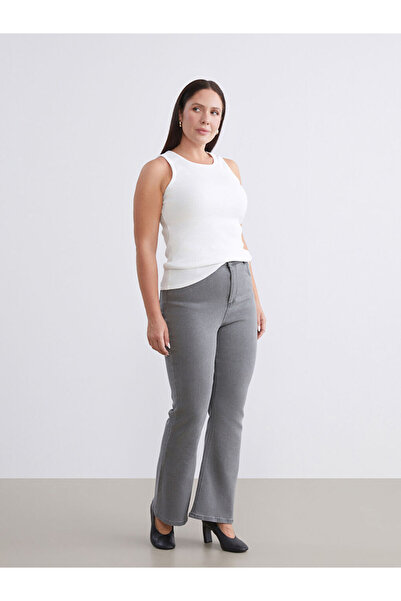 LC Waikiki Gray Plus Size Flare Women's Jean Pants