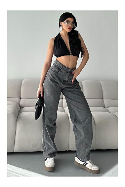 LC Waikiki Kar Yıkamalı Baggy Jean Pantolon Koyu Gri - 27269