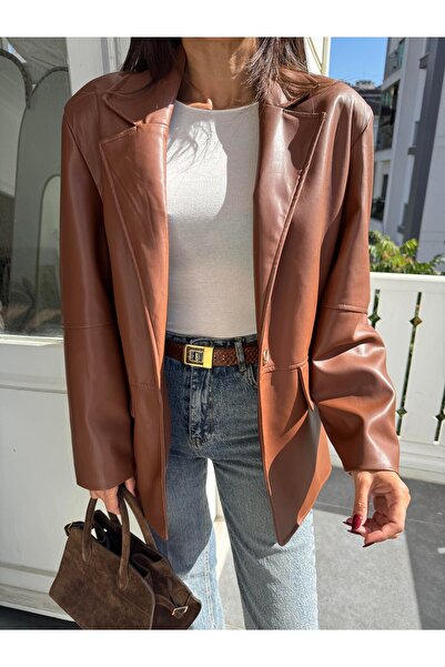 Tulipabutik سترة جلدية بأزرار