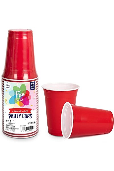 Fun Plastic Party Cups 16oz - Red Plastic Cups Sturdy Red Plastic Party Cups Birthday Party Cups for All