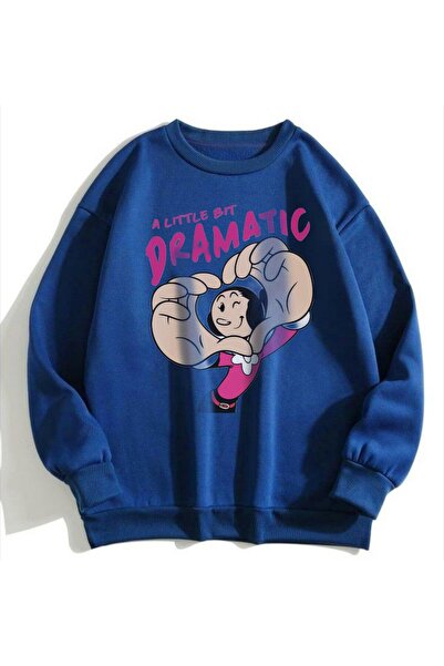 MAYDAY CULTURE Синя двуслойна унисекс блуза с DTF печат, лека, свободна кройка