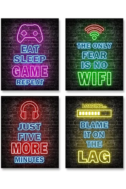 Generic Simimi art Printed Neon Gaming Posters Set of 4 (8â€ X 10â€), Boys Room Decorations for Bedroo