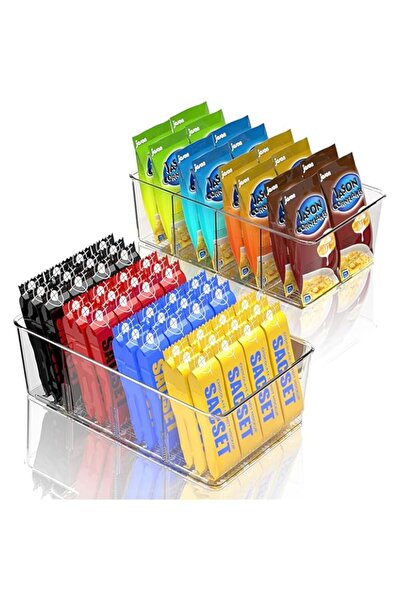 Generic KASTWAVE Fridge Organiser Divided, 2 Pack Snack Organiser Bins, Stackable Storage Box with Removable