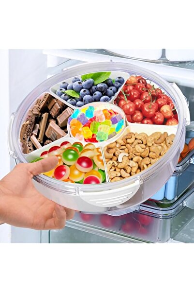 Generic TERRIFI Veggie Tray with Lid-Divided Serving Tray with 6 Compartments, Reusable Food Storage Contain