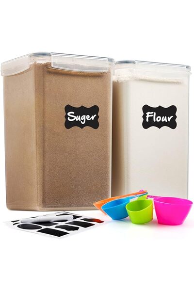 Generic 2 Pack Extra Large Airtight Food Storage Containers - 6.5L / 220 Oz BPA Free Clear Plastic Kitchen