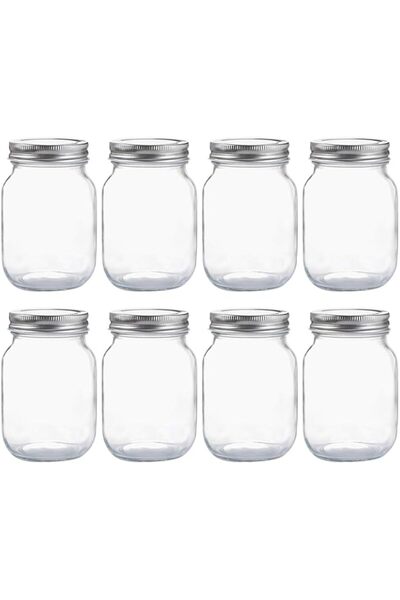 Generic برطمانات ماسون زجاجية بفوهة عادية من ينغر هوان، سعة 16 أونصة، برطمانات زجاجية شفافة بأغطية معدنية فضية للإغلاق