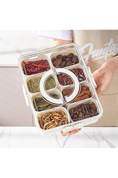 Generic HYTTER Spice Organizer Divided Serving Tray with Lid and Handle - Foo...