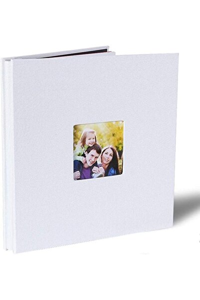 Generic ألبوم صور كبير مع نافذة، ألبوم صور ذاتي اللصق من الكتان، مناسب لأعياد...
