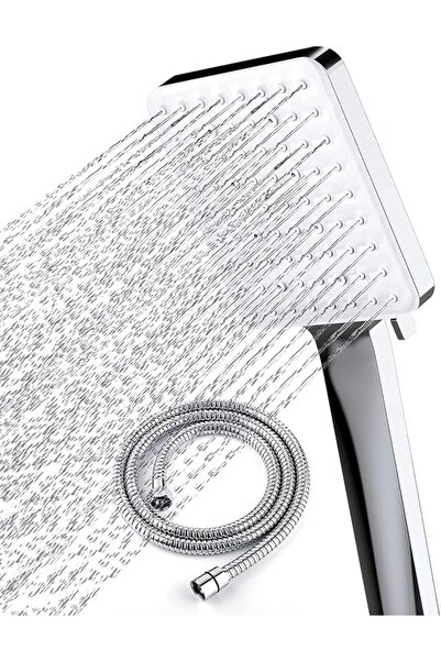 Generic Shower Head with Hose Set with 6 Settings Spray Mode, Chrome - 1.5m
