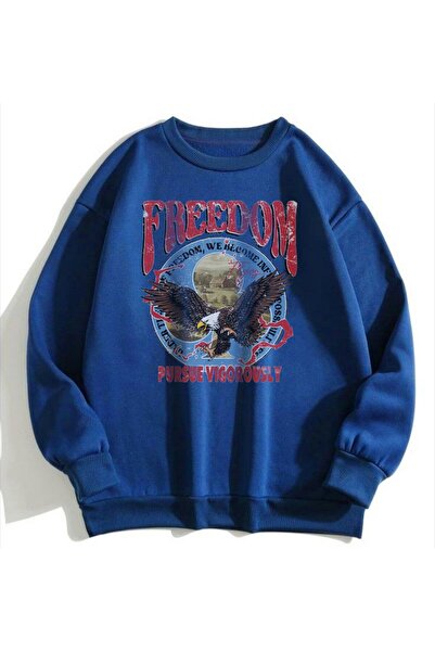 MAYDAY CULTURE بلوزة أزرق مزدوجة الخيط للجنسين مطبوعة بتقنية DTF خفيفة الوزن ...